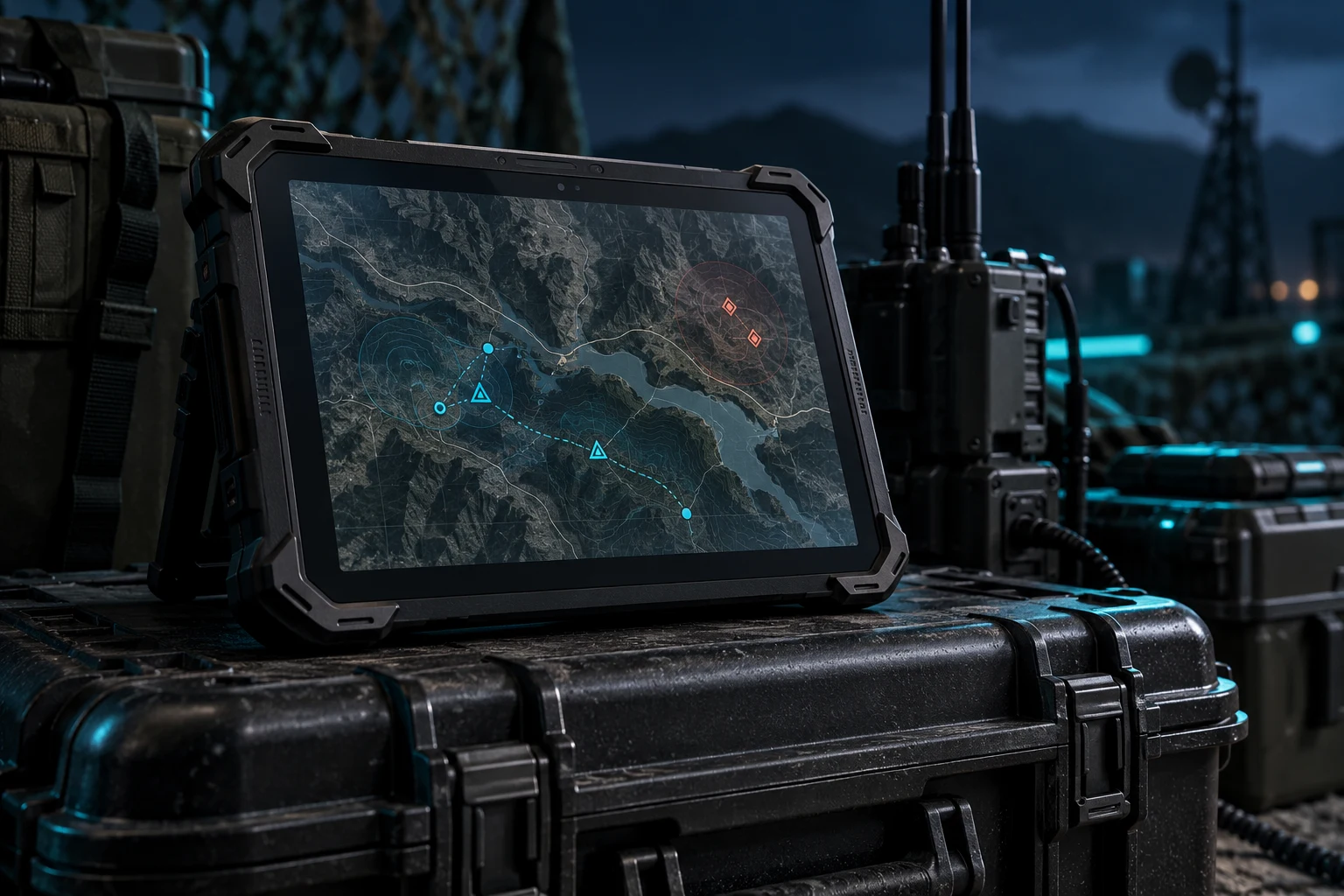 Ortak saha haritasını gösteren dayanıklı tablet görselleştirmesi